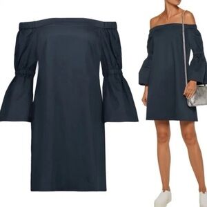 Tibi Navy Off the Shoulder Dress Size 6 - has stain on front